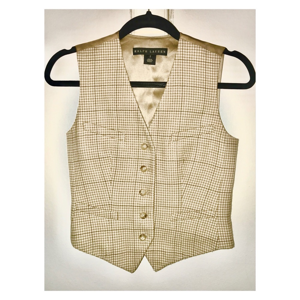 Vintage Ralph Lauren Plaid Wool Equestrian Vest
